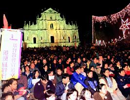 Macao residents waiting for handover ceremony